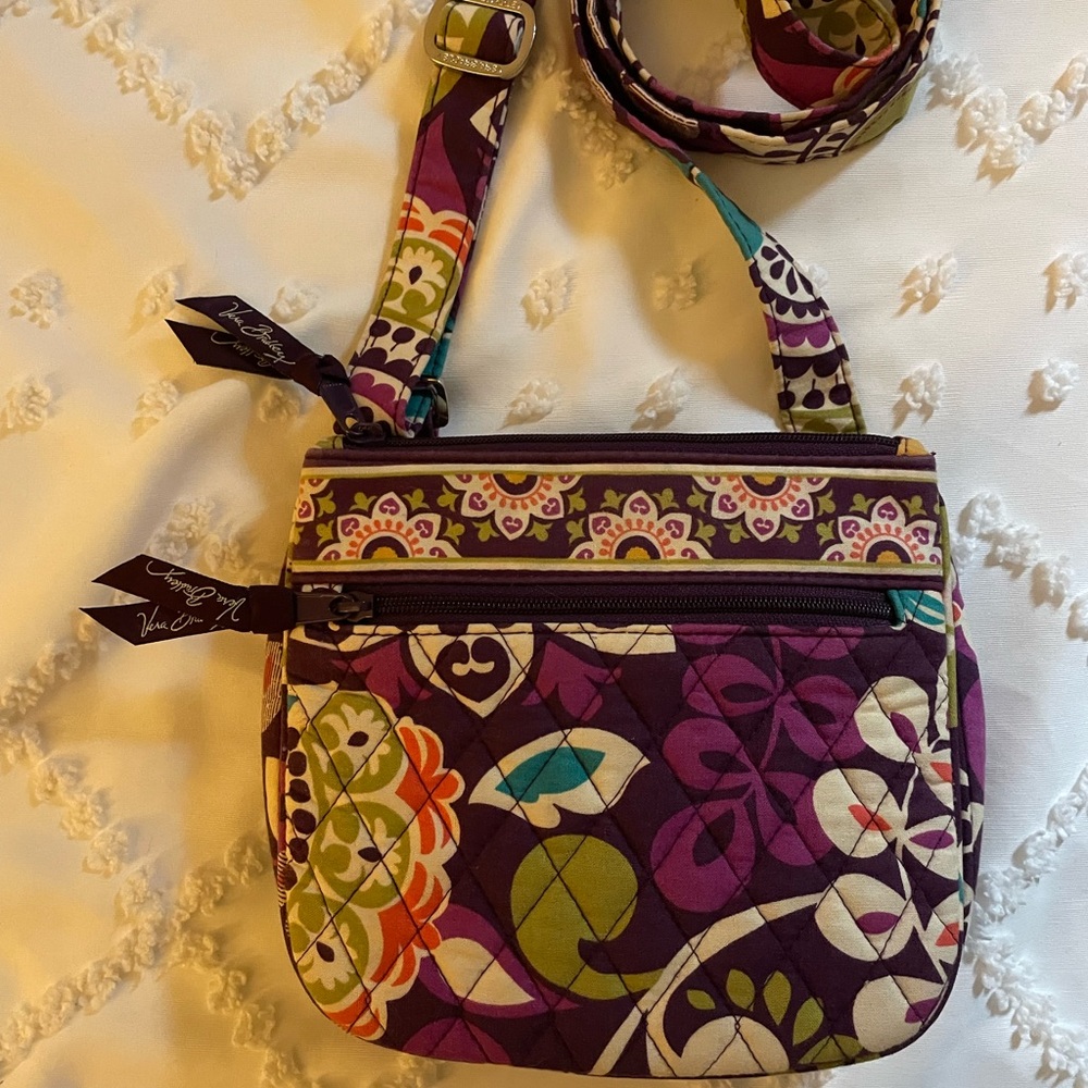 Purple & Green Crossbody Bag with Whimsical Floral & Owl Pattern - Vera Bradley
